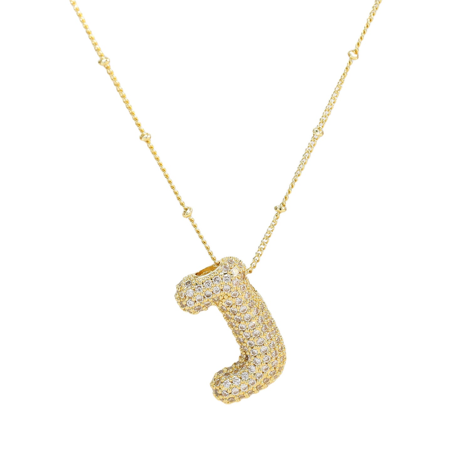 Brass Zircon Letter Pendant Necklace for Women – Personalized & Stylish