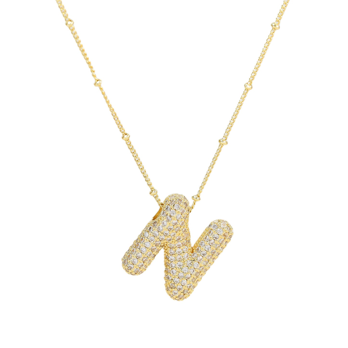 Brass Zircon Letter Pendant Necklace for Women – Personalized & Stylish