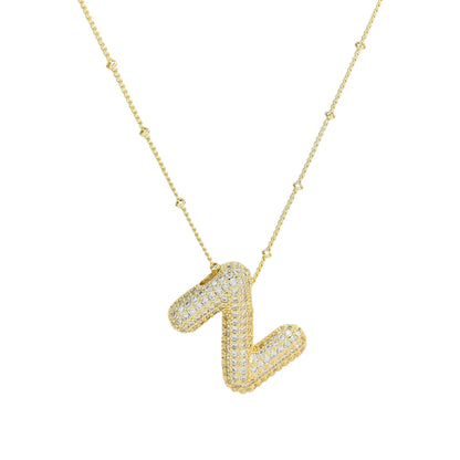 Brass Zircon Letter Pendant Necklace for Women – Personalized & Stylish