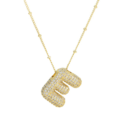 Brass Zircon Letter Pendant Necklace for Women – Personalized & Stylish