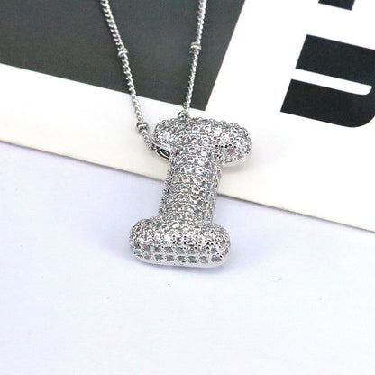 Brass Zircon Letter Pendant Necklace for Women – Personalized & Stylish