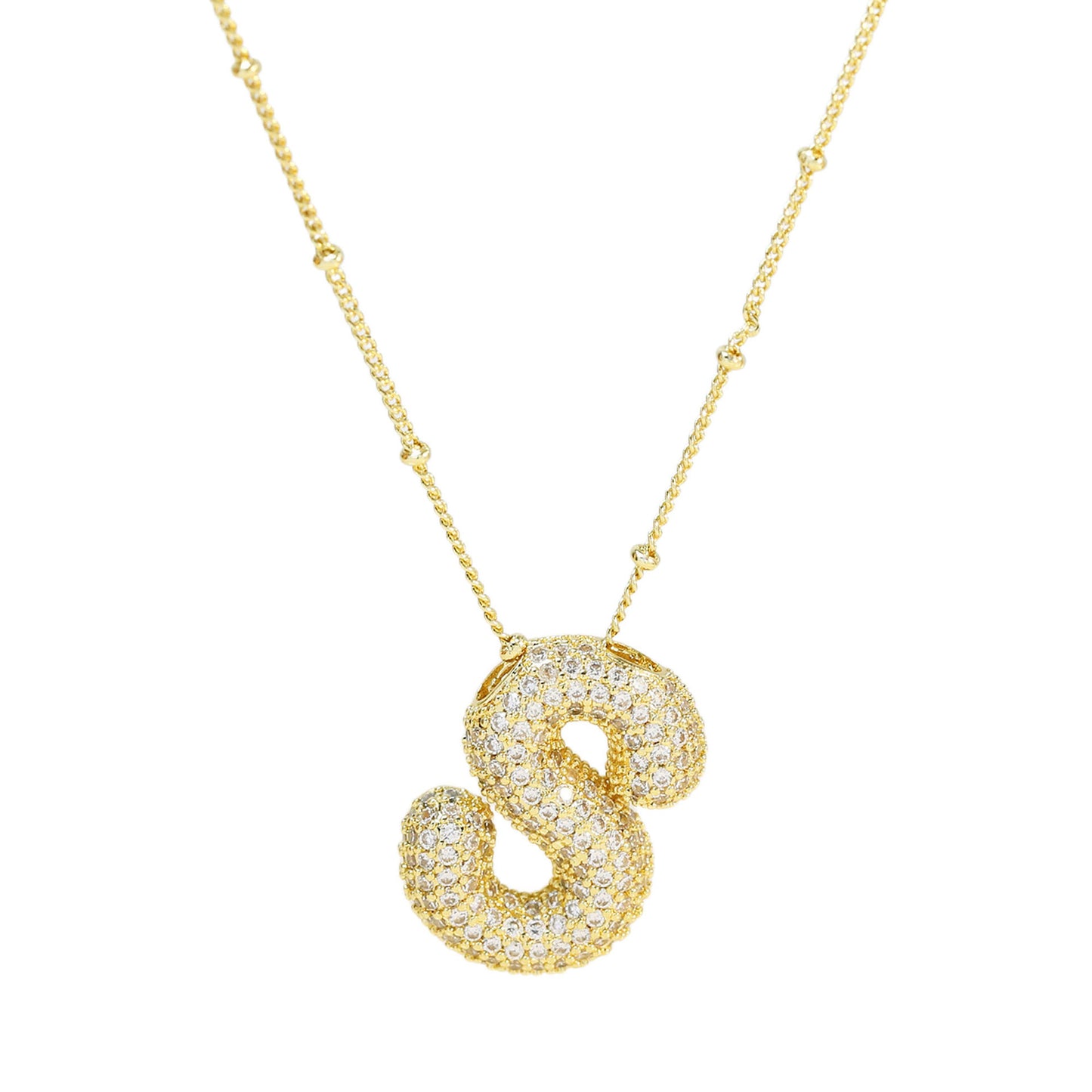 Brass Zircon Letter Pendant Necklace for Women – Personalized & Stylish