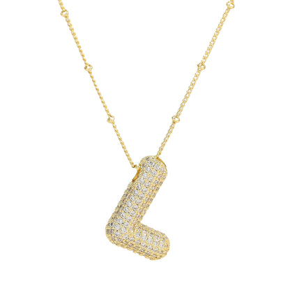 Brass Zircon Letter Pendant Necklace for Women – Personalized & Stylish