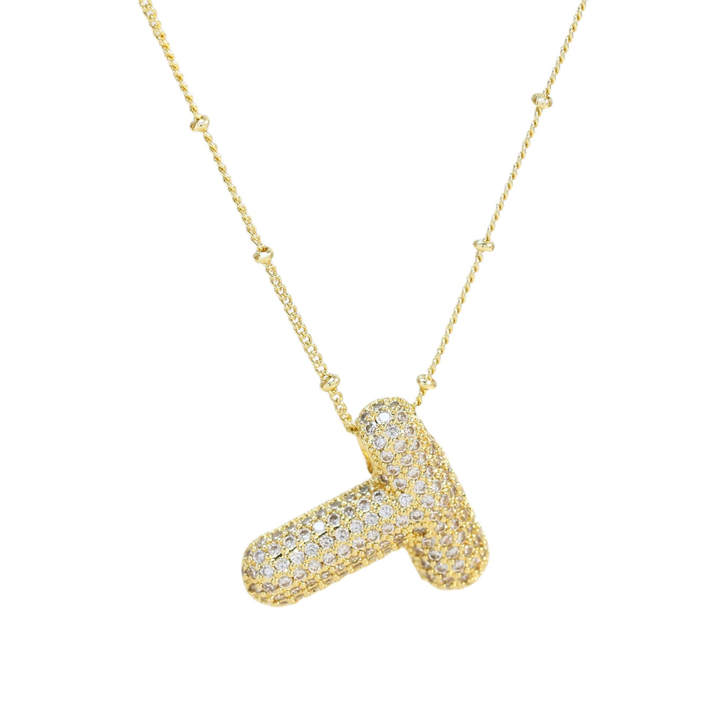 Brass Zircon Letter Pendant Necklace for Women – Personalized & Stylish