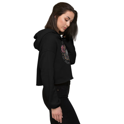 Black Cropped Hoodie for Women Soft Long Sleeve Pullover