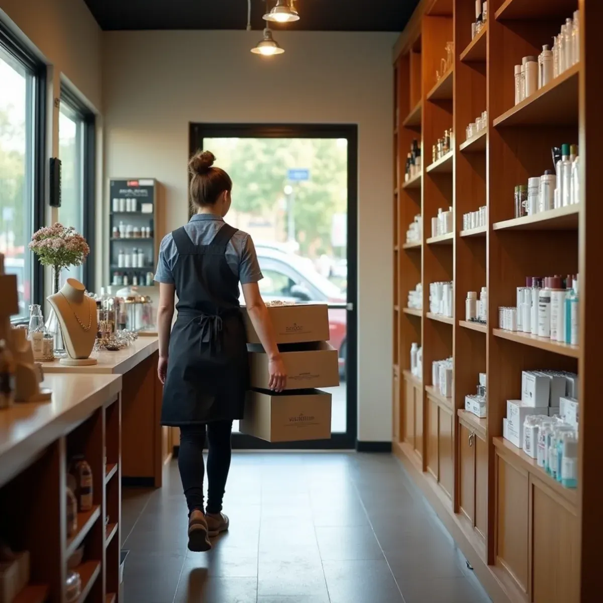 Beautybelliss beauty product supplier interior in Warren, Michigan with curated cosmetics and jewelry displays