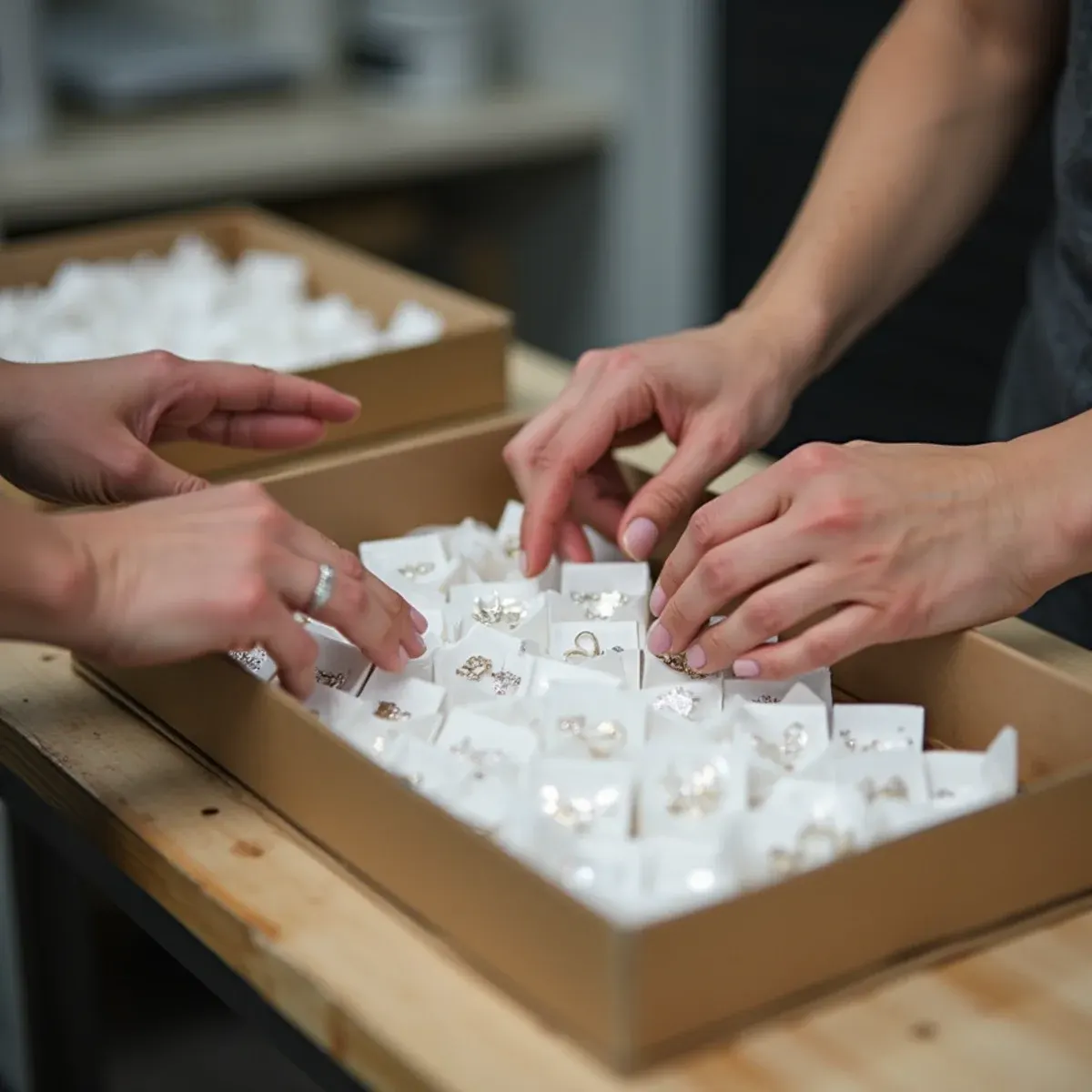 Fashion Jewelry Supply being prepared for a customer order at a beauty product supplier in Warren, MI