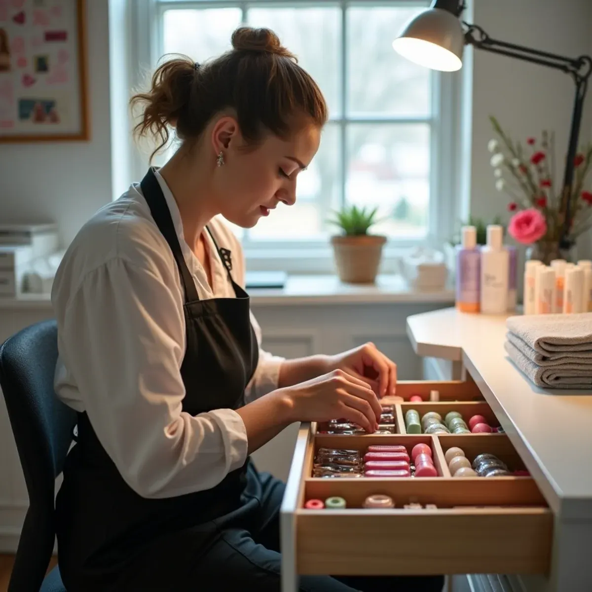 Nail Supplies being prepared for a customer order at a beauty product supplier in Warren, MI