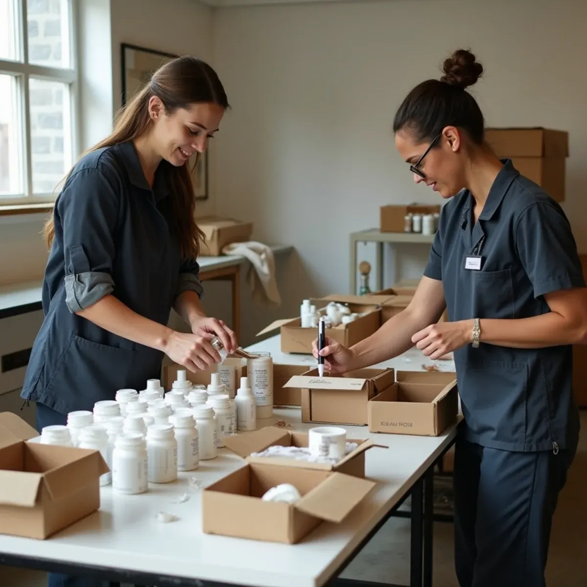 Skincare Products Supply being prepared for a customer order at a beauty product supplier in Warren, MI